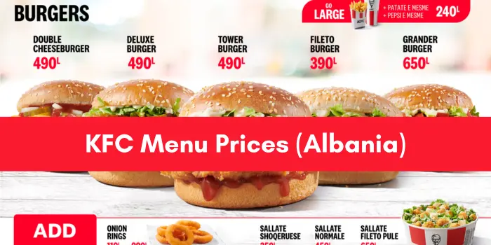 KFC Menu Prices (Albania)