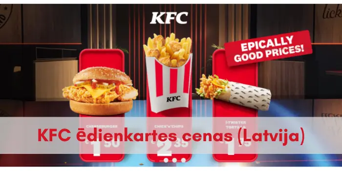 KFC ēdienkartes cenas (Latvija)